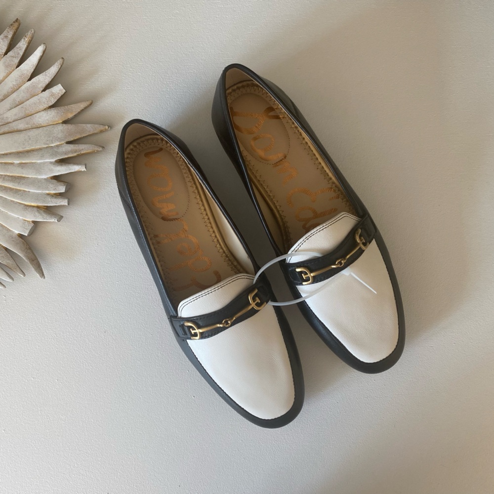 Sam Edelman Loraine loafer flats tuxedo black and white